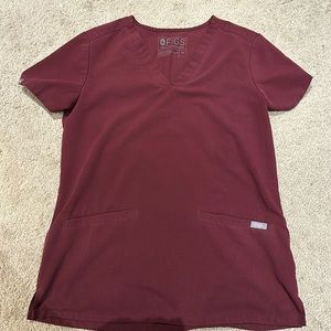 Figs Maroon Scrub Top